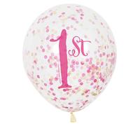 Ballon Ø30cm confetti env.30cmØ/ 6 pièces 1st Birthday Pink