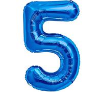 Ballon 5 Anniversaire Numero 5 Ballon Geant Metallique Bleu XXL 100cm Decoration Anniversaire. Air ou Helium