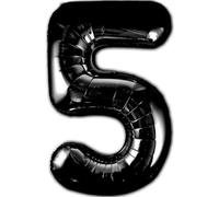 Ballon 5 Anniversaire Numero 5 Foil Noir, Ballon Metallique Noir XXL Geant 100cm Decoration Anniversaire. Air ou Helium