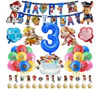 Ballon 53 pcs deco ballon anniversaire 3 - Aueq - an garçon banniere et cupcake toppers déco anniversaire enfant thème chiot anime