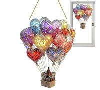 Ballon à air Chaud Light Solar Garden, Hot Air Ballon Catcher Solaire taché, Ornement en Acrylique Suspendu, Effet Multicolore de Jardin enflammé de Jardin coloré