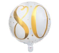 Ballon - Alu - 80 ans - Gonflable - 45 cm - Blanc