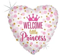 BALLON ALU CUR WELCOME LITTLE PRINCESS 46CM Rose, Fuchsia