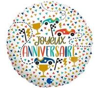 ballon aluminium anniversaire course voiture 46cm - générique g78158-p Blanc G