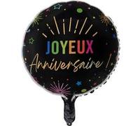ballon aluminium anniversaire multi 45cm noir - générique 9028 0-11 Noir G