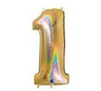 Ballon Aluminium Chiffre 1 Or G5 Holographique 40" 102 Cm Grabo Balloons® - Or Jaune G