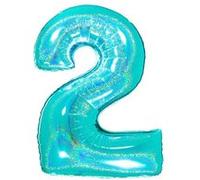 Ballon Aluminium Chiffre 2 Bleu Tiffany Holographique 40 102 Cm Grabo Balloons® - Bleu Tiffany Bleu G