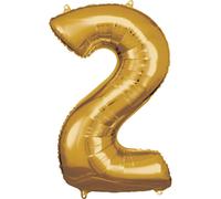 Ballon - Aluminium - Chiffre 2 - Or - 50x88cm - Décoration d'anniversaire