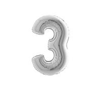 ballon aluminium chiffre 3 102cm argent - 093s-p
