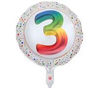 ballon aluminium chiffre 3 âge 45cm multicolore - générique 9288 0-3
