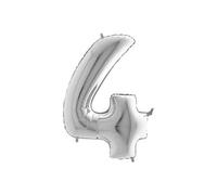 Ballon Aluminium Chiffre 4 Argent 26 66 Cm Grabo Balloons - Argent