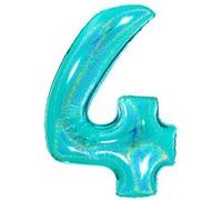 Ballon Aluminium Chiffre 4 Bleu Tiffany Holographique 40 102 Cm Grabo Balloons® - Bleu Tiffany Bleu G