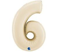 ballon aluminium chiffre 6 102cm beige - générique 400600scr-p