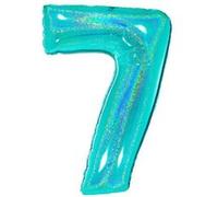 Ballon Aluminium Chiffre 7 Bleu Tiffany Holographique 40 102 Cm Grabo Balloons® - Bleu Tiffany Bleu G