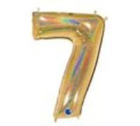 Ballon Aluminium Chiffre 7 Or G5 Holographique 40" 102 Cm Grabo Balloons® - Or Jaune G