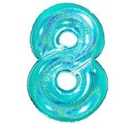 Ballon Aluminium Chiffre 8 Bleu Tiffany Holographique 40 102 Cm Grabo Balloons® - Bleu Tiffany Bleu G