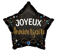 ballon aluminium étoile anniversaire 42x40cm noir - générique g78214-p Noir G