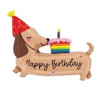 ballon aluminium forme teckel anniversaire 94x67cm - générique 25525-p