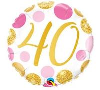 Ballon Aluminium Happy Birthday 40 Pois Rose Et Or 45 Cm 18 Qualatex® - Blanc - 18 / 45 cm de diamètre Blanc G