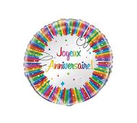 Ballon aluminium joyeux anniversaire multicolore 45 cm gonflable