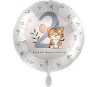 ballon aluminium rond 2 an garçon tigre 43cm - générique 50136-fre