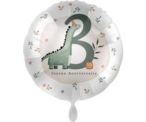 ballon aluminium rond 3 an garçon dinosaure 43cm - générique 50137-fre