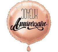 ballon aluminium rond anniversaire 45cm or rose - cda 36537 Rose G
