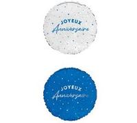 ballon aluminium rond anniversaire 50cm bleu - générique balh24bl Bleu G