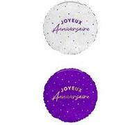 ballon aluminium rond anniversaire 50cm violet - générique balh24vl Violet G