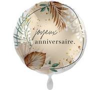 ballon aluminium rond anniversaire bohème 43cm - générique 72002-fre