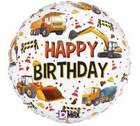 ballon aluminium rond anniversaire chantier 46cm - générique 26468p-p