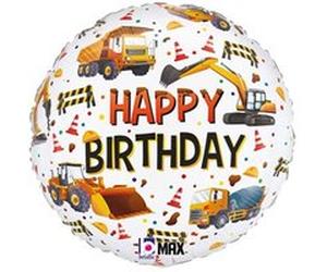 ballon aluminium rond anniversaire chantier 46cm - générique 26468p-p