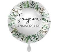 ballon aluminium rond anniversaire nature 43cm - générique 70289-fre