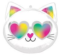 ballon aluminium rond chat cool 43x43cm - générique 4157401 Blanc G