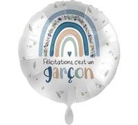 ballon aluminium rond félicitation garçon 43cm - générique 50081-fre