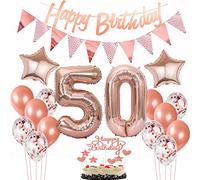 Ballon Anniversaire 50 Ans Femme Or Rose - Décoration Anniversaire