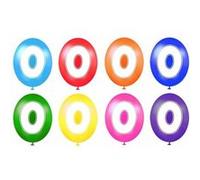 Ballon anniversaire chiffre 0 multicolore en latex (x8) REF/BALBC0 multicolore G