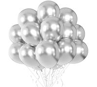 Ballon Argenté Métalliques 50Pièces 12 Pouces Helium Latex pour Decoration Anniversaire Mariage Baby Shower Cérémonie Fête