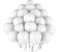 Ballon Blanc Métalliques 100 Pièces,12 Pouce Ballons de Baudruche Matt Chromé Blanc en Helium Gonflable,Décoration pour Anniversaire, Mariage Decoration