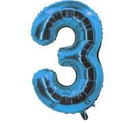 Ballon bleu aluminium chiffre 3 pour fête anniversaire 30cm (x1) REF/70053
