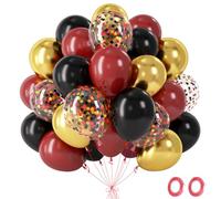 Ballon Bordeaux Noir et Doré, 60Pcs Ballon Anniversaire Noir et Or avec Confettis Ballons, Ballons Helium pour Diplôme Anniversaire Baby Shower Gender Reveal Fiançailles Mariage Décoration, 12 Pouces