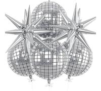 Ballon Boule à Facette 6 Pièces 4D Ballons Étoile Explosive Ballons Disco Ball Métallisés Argentés Ballon Aluminium Miroir Argent Décoration Disco Party pour Anniversaire, Mariage, Fête