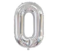 Ballon Chiffre 0 Argenté, Foil Ballon 0 Numero 101cm - Gonflable Ballons Numéro 0 Ansniversaire Fête Decoration - Supporte helium