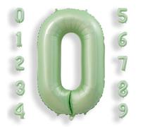 Ballon Chiffre 0 Vert Sauge: 40 Pouces 101 cm Géant Vert Numero 0 an à Hélium Ballon de Baudruche Anniversaire Mylar Décoration