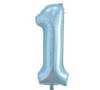 Ballon Chiffre 1 bleu perle Anniversaire Numero 1 Deco Birthday, Number 1 Ballon Soutenir helium - 100CM