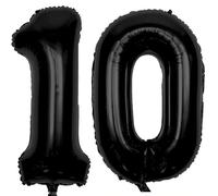 Ballon Chiffre 10 Noir, Foil Numero 10 Ballon 101cm - Gonflable Ballons Numéro 10 Ansniversaire Fête Decoration - Supporte helium