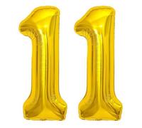 Ballon Chiffre 11 Or, Foil Ballon 11 Numero 101cm - Gonflable Ballons Numéro 11 Ansniversaire Fête Decoration - Supporte helium