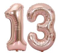 Ballon Chiffre 13 Rose Gold, Foil Numero 13 Ballon 101cm - Gonflable Ballons Numéro 13 Ansniversaire Fête Decoration - Supporte helium Rose Gold
