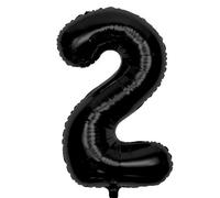 Ballon Chiffre 2 Noir, Foil Numero 2 Ballon 101cm - Gonflable Ballons Numéro 2 Ansniversaire Fête Decoration - Supporte helium