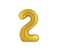 Ballon Chiffre 2 Or 86 cm - Aluminium Métallisé Réutilisable - Fête - Décoration Événementielle Gonflable Air ou Hélium - Prima